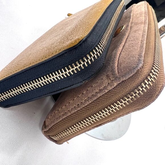 2 Vintage Wallets black leather full zip Cole Hann Gold Shimmer &EPoi Yellow (71 - Picture 10 of 11